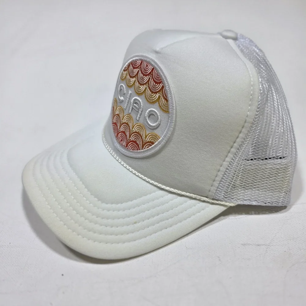 Port Sandz Trucker Hat Surfer White Ciao Patch Retro Mesh Snapback Cap Beach